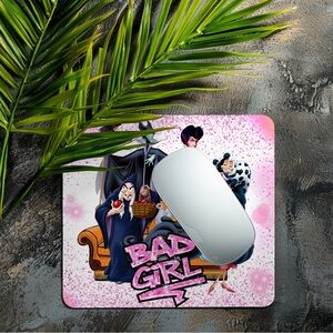 Hand Crafted Pink 'Bad Girl' Decorative Mouse Pad